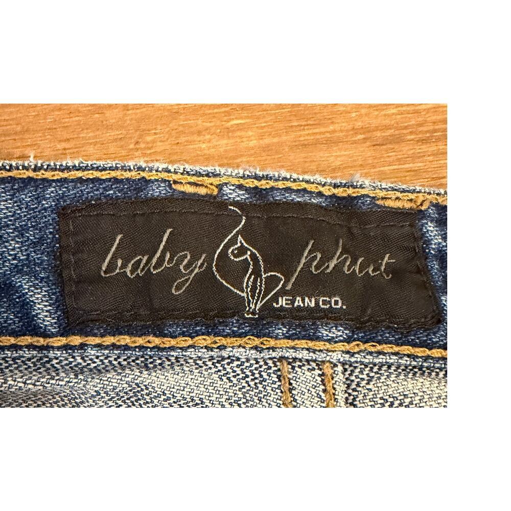 Vintage Baby Phat Jeans Womens 13 High Rise Flare Wide Leg Denim Cat Logo Y2K - Picture 5 of 6